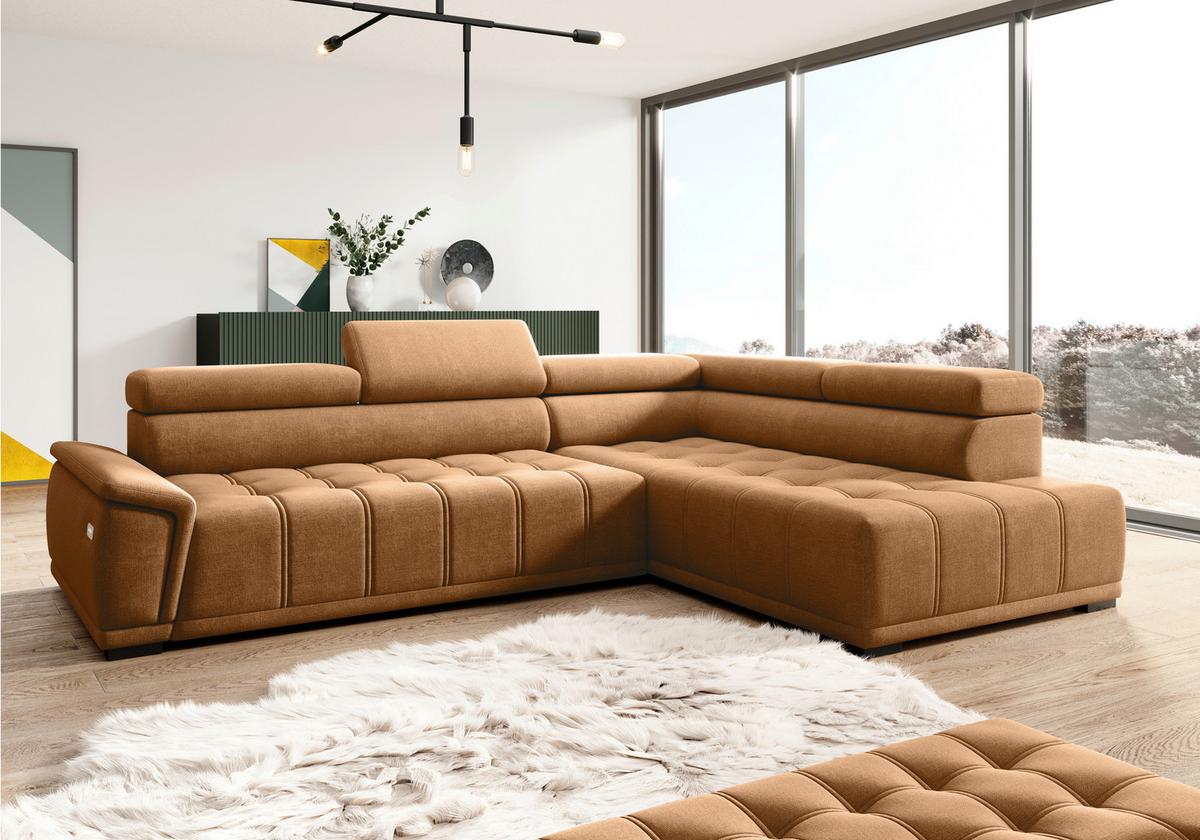 Kutna Garnitura Gremio - boje hrđe/crna, Moderno, tekstil/plastika (283/106cm) - Modern Living