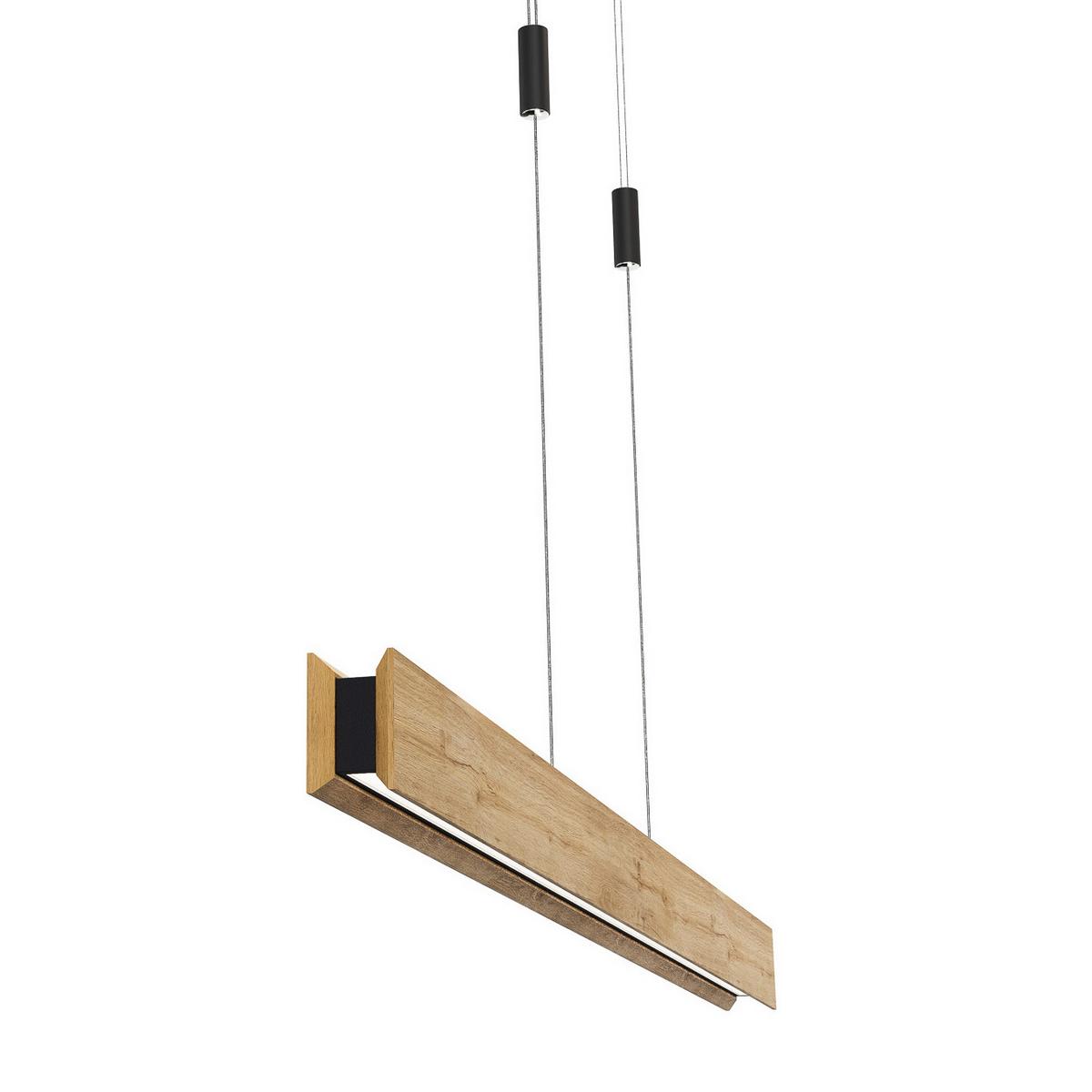 LAMPA WISZĄCA LED 143759 RHÖN XS UP/DOWN *WW* - kolor dębowy/czarny, Natur, metal/drewno (89/7/150cm) - Waldwelt