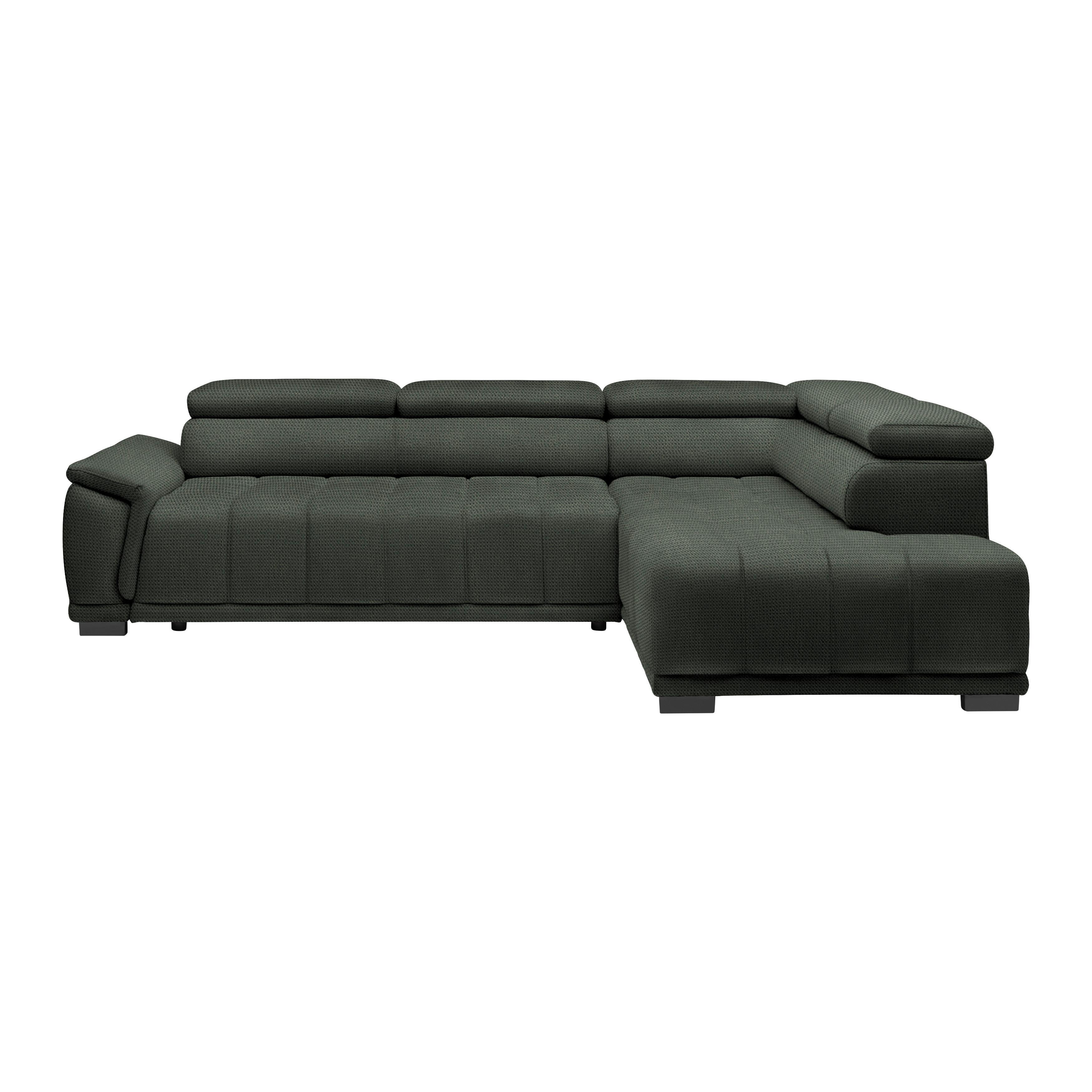 Ecksofa Gremio Rechts Dunkelgrün - Dunkelgrün/Schwarz, MODERN, Kunststoff/Textil (283/206cm) - Premium Living