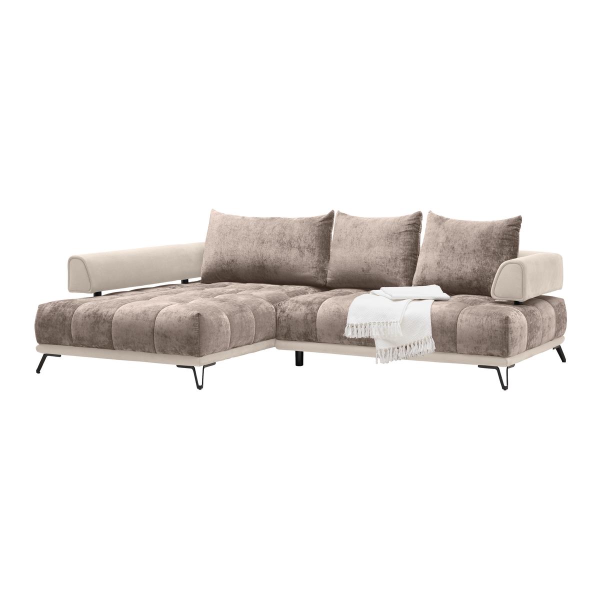 Ecksofa Morgan Cappuccino - Creme/Schwarz, MODERN, Textil/Metall (184/262cm) - Mömax