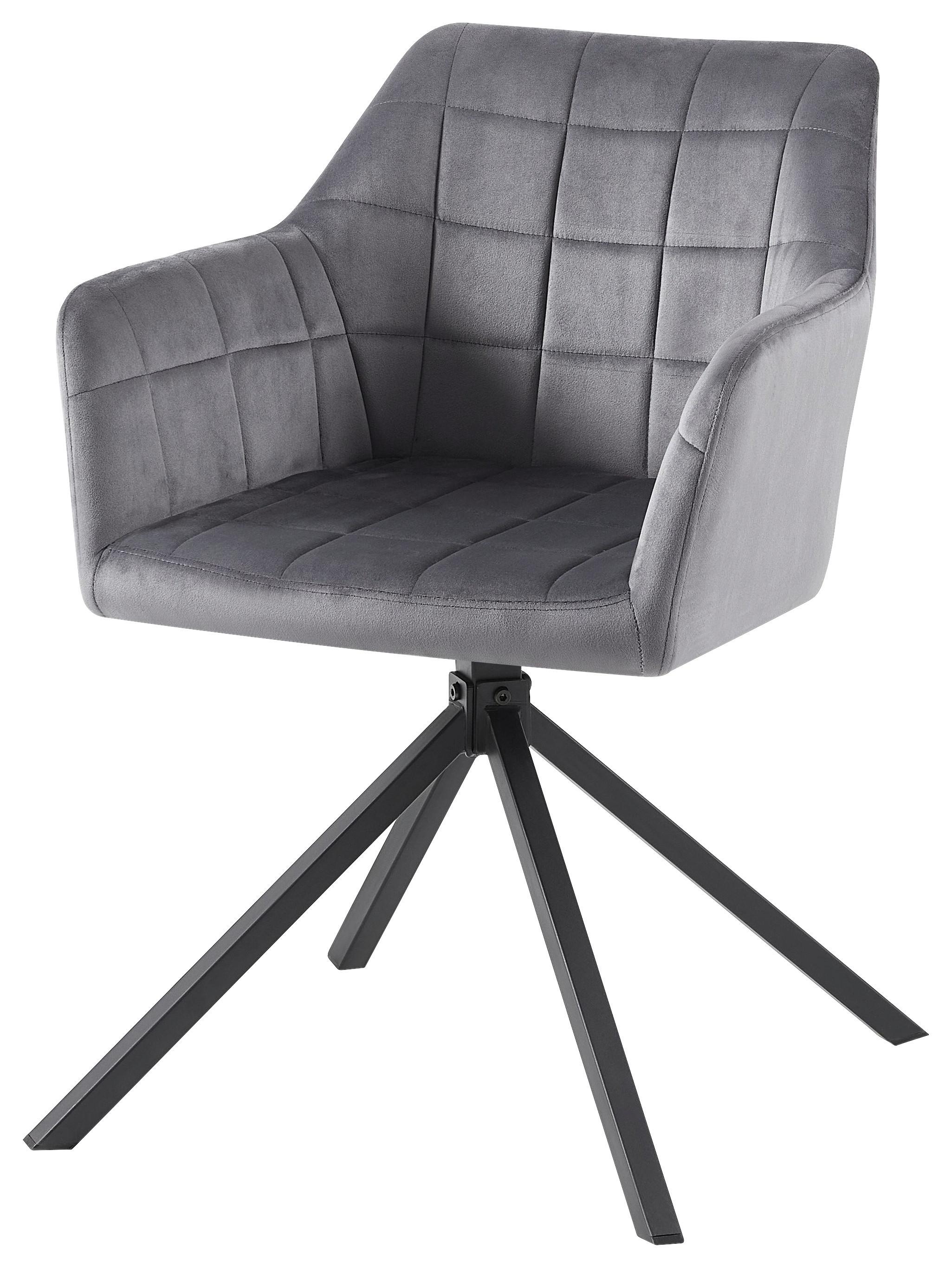 Armlehnstuhl Patti in Grau - Schwarz/Grau, MODERN, Textil/Metall (56/81/61cm) - Modern Living