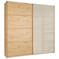 Tolóajtós Szekrény 2 Ajtós Quadra - Pezsgő/Artisan tölgy, Modern, faalapú anyag/Üveg (226/229/61cm)