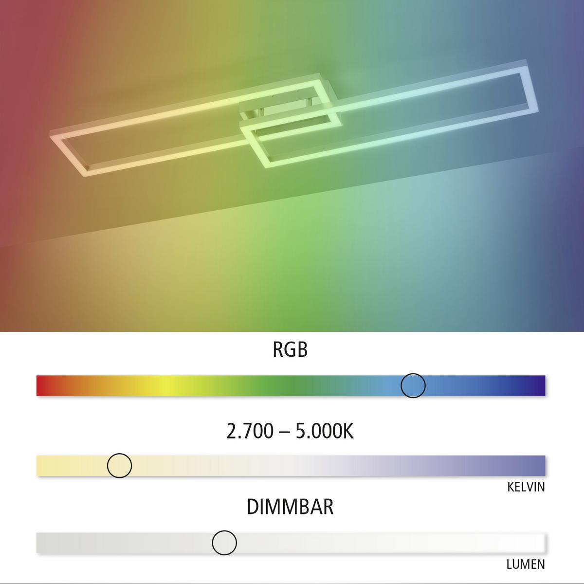 LED-Deckenleuchte Lolasmart max. 18 Watt - Silberfarben, Kunststoff/Metall (110/25/7cm)