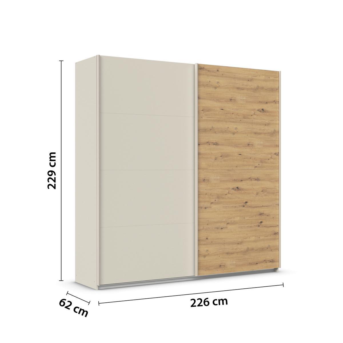 Ormar S Kliznim Vratima Feldkirch - hrast Artisan/boje šampanjca, Trend, drvni materijal/metal (226/229/61cm) - Modern Living