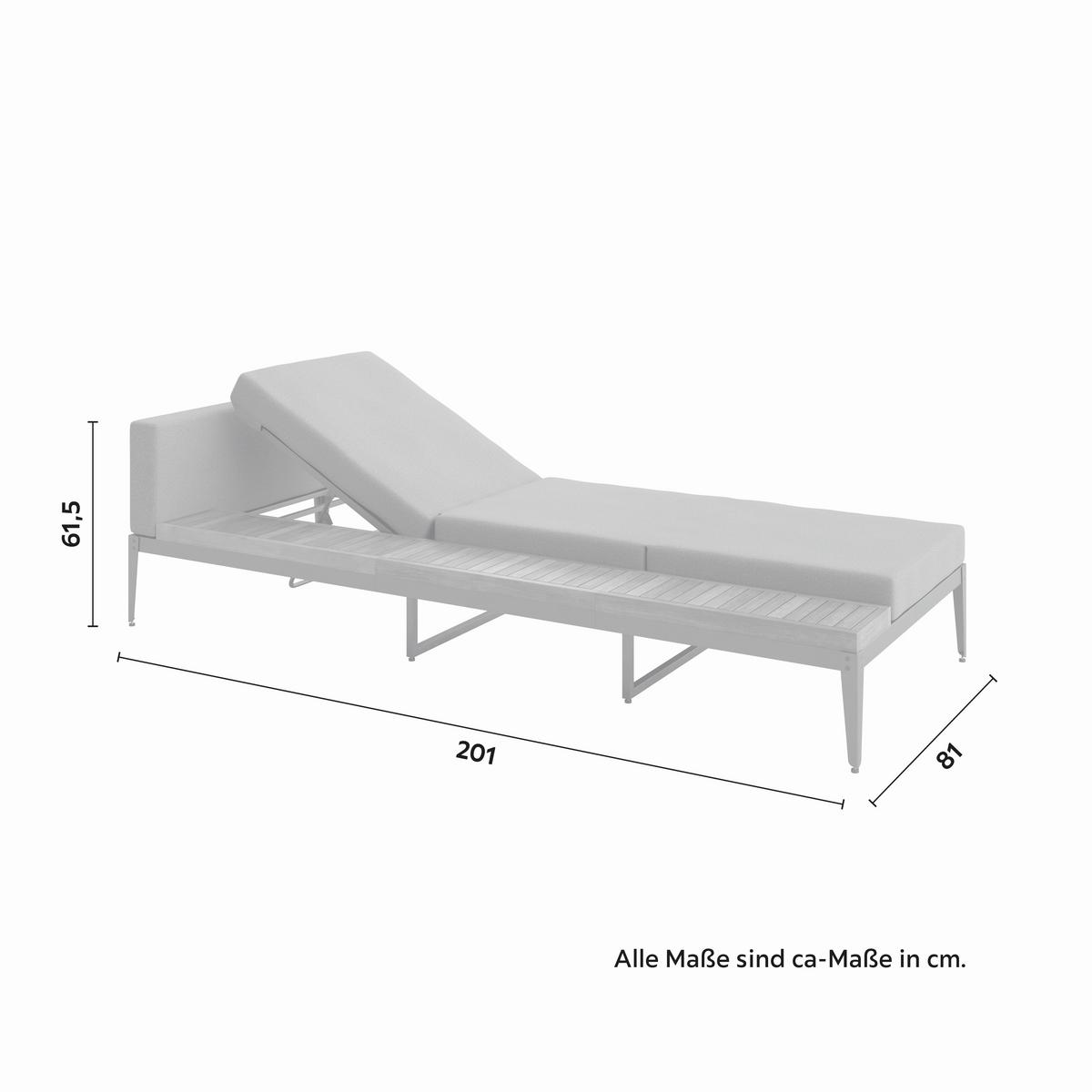 Gartenliege Flo in Grau/Teakfarben - Dunkelgrau/Grau, Modern, Holz/Metall (201/81/61,5cm) - Mömax