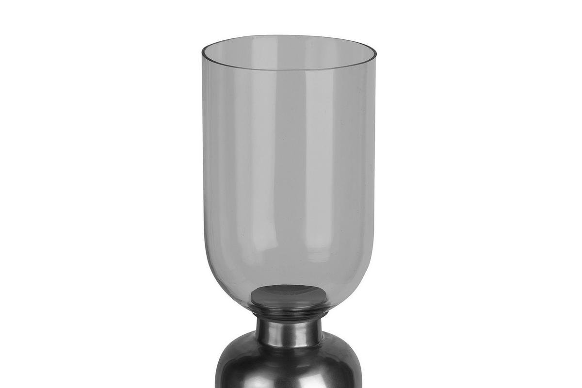 KERZENSTÄNDER SHANTI - Schwarz, Trend, Glas/Stein (16/72,5/72.5cm) - Kayoom