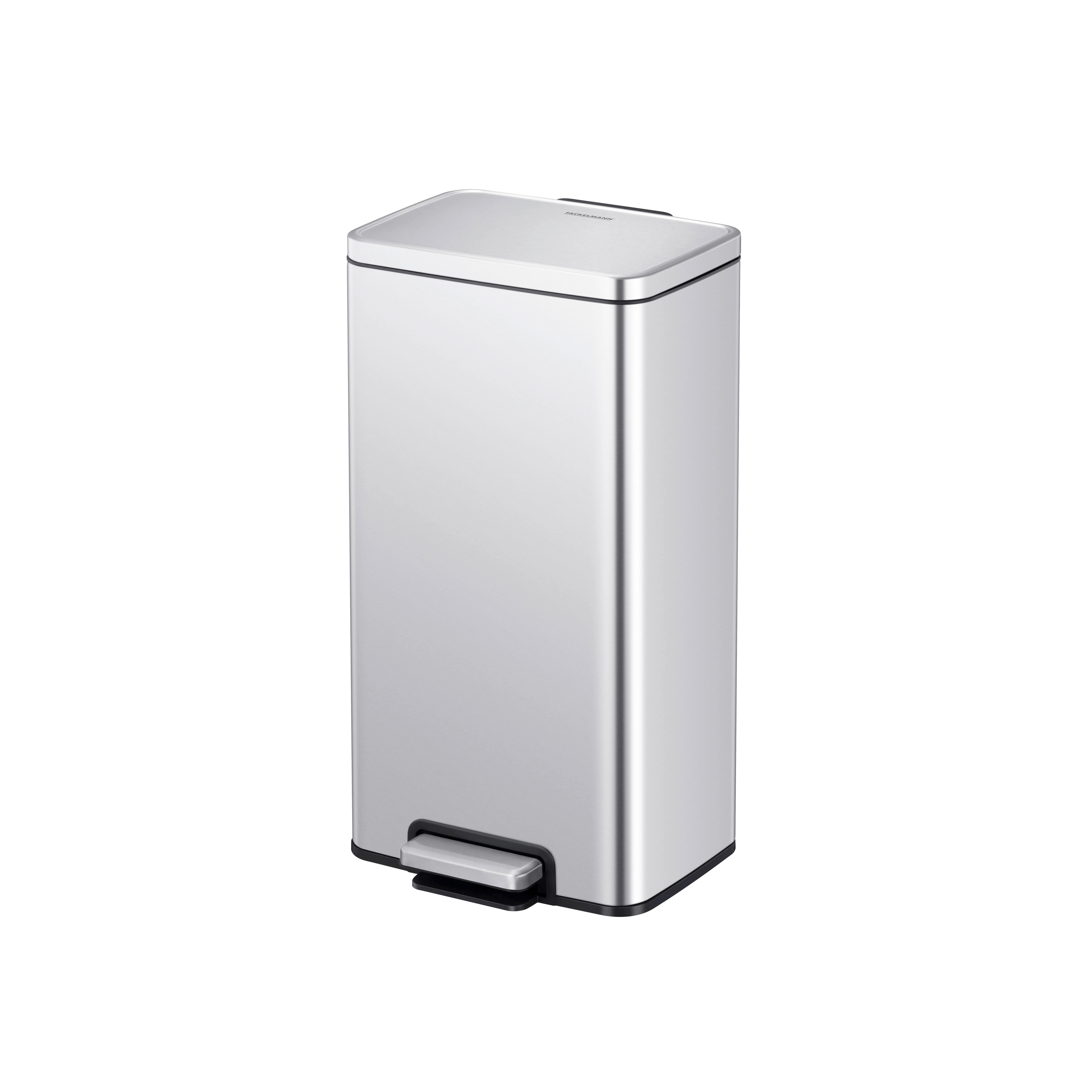 KOSZ NA ODPADY 60652 - antracytowy/kolor stalowy, Basics, tworzywo sztuczne/metal (30,2/33,3/61,7cm) - Fackelmann