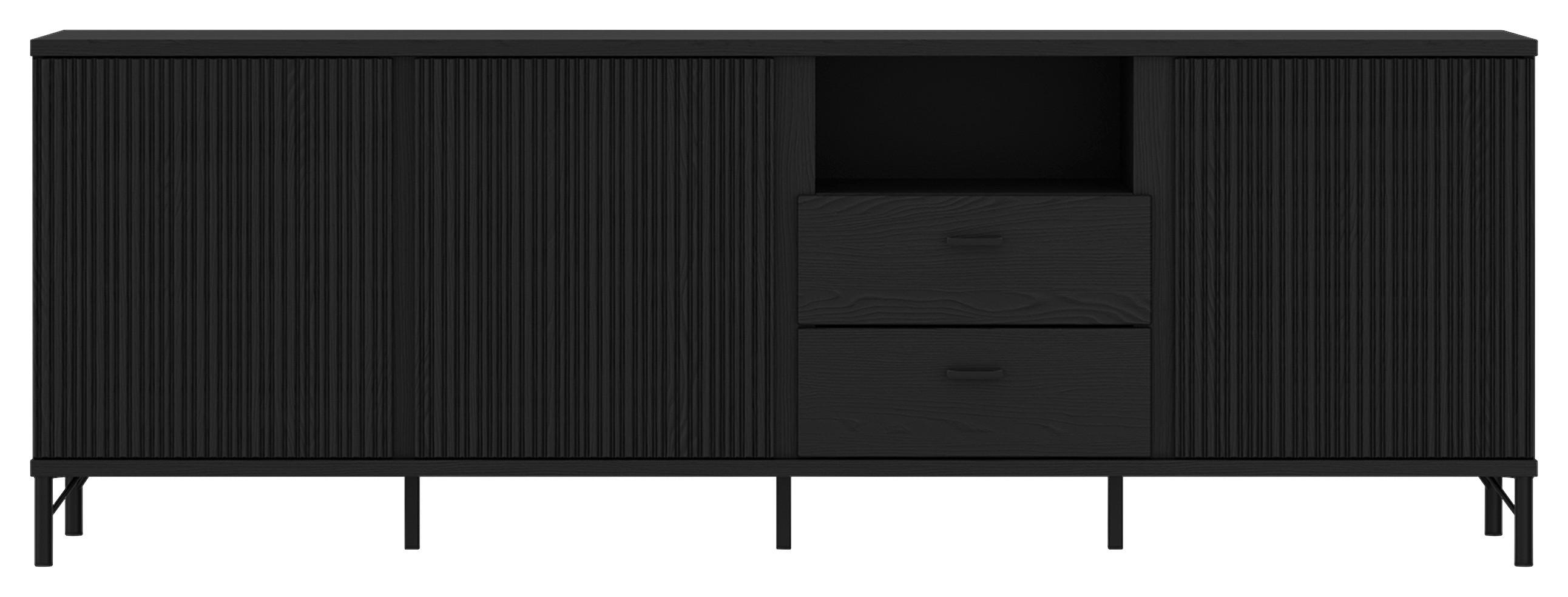 Comodă TV LUSAKA - negru, Trend, material pe bază de lemn (200/70/40cm) - Premium Living