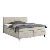 Boxspringbett Miami in Taupe ca. 180x200cm - Taupe/Schwarz, KONVENTIONELL, Holz/Holzwerkstoff (180/200cm) - Mömax