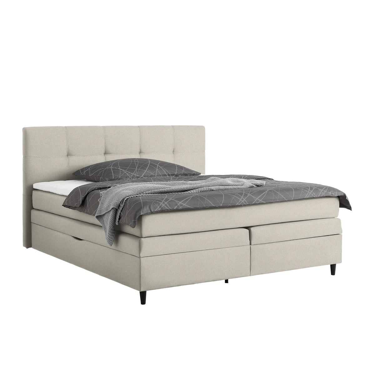 Boxspringbett Miami in Taupe ca. 180x200cm - Taupe/Schwarz, KONVENTIONELL, Holz/Holzwerkstoff (180/200cm) - Mömax