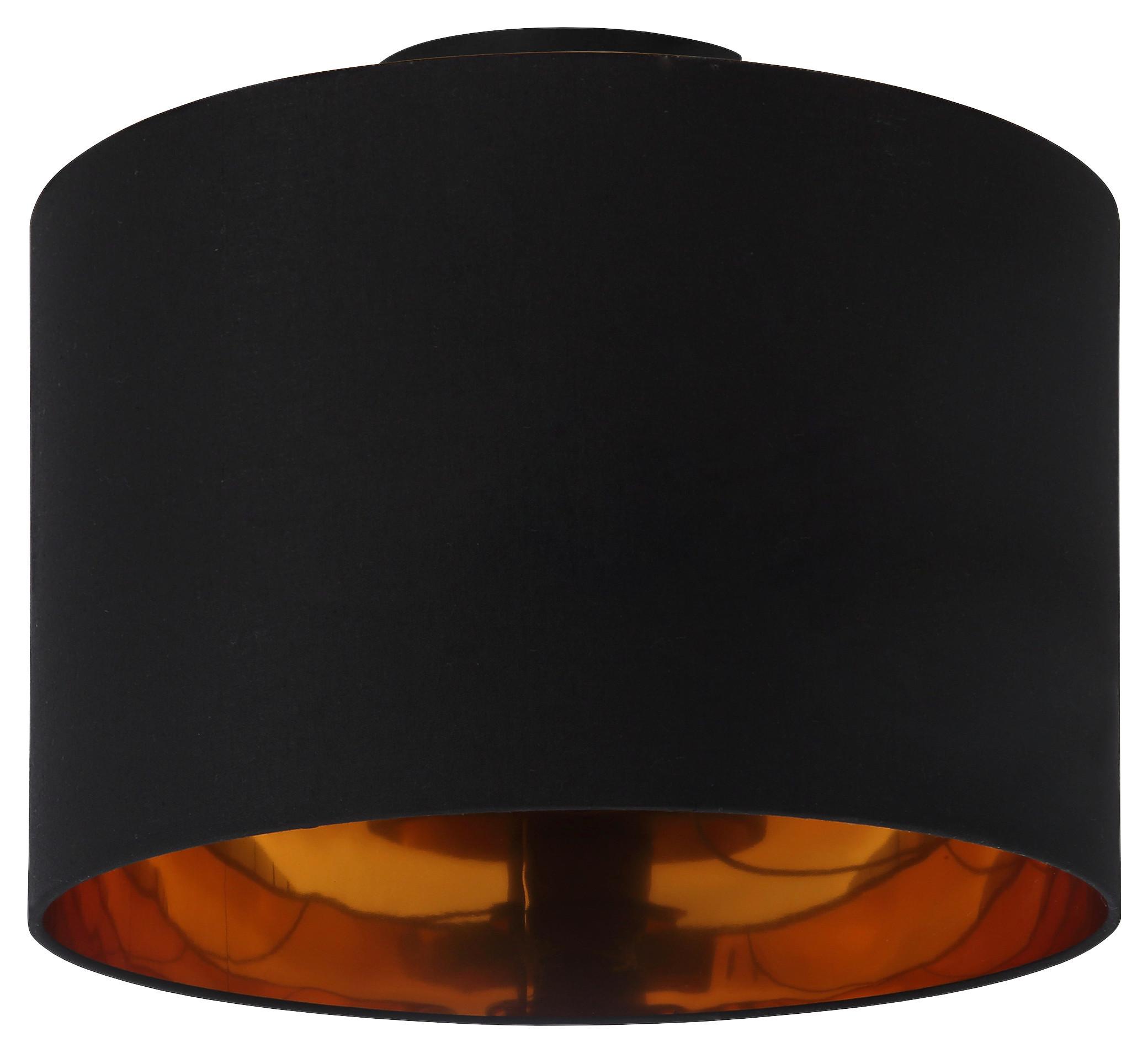 Deckenleuchte Goldi max. 25 Watt - Goldfarben/Schwarz, Modern, Textil/Metall (30cm) - Modern Living