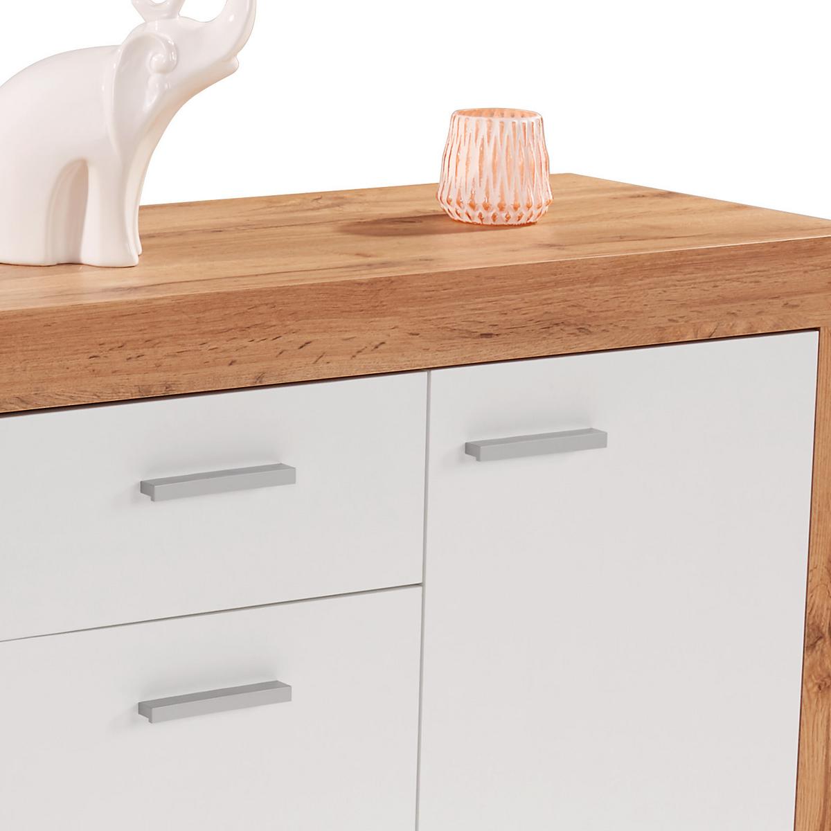 Comodă Focus - alb/culoare lemn stejar, Modern, material pe bază de lemn (133,9/79/39cm) - Modern Living