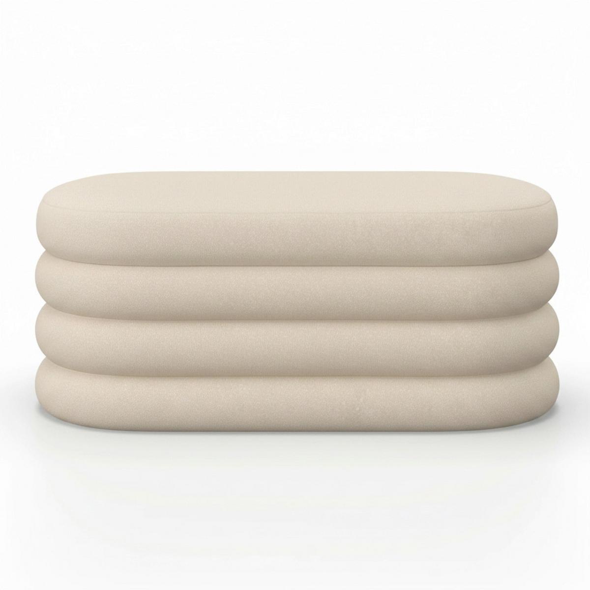 Hockerbank Lorena Beige Bouclé Gepolstert mit Stauraum - Beige, MODERN, Holz/Textil (110/47/45cm) - Bessagi Home