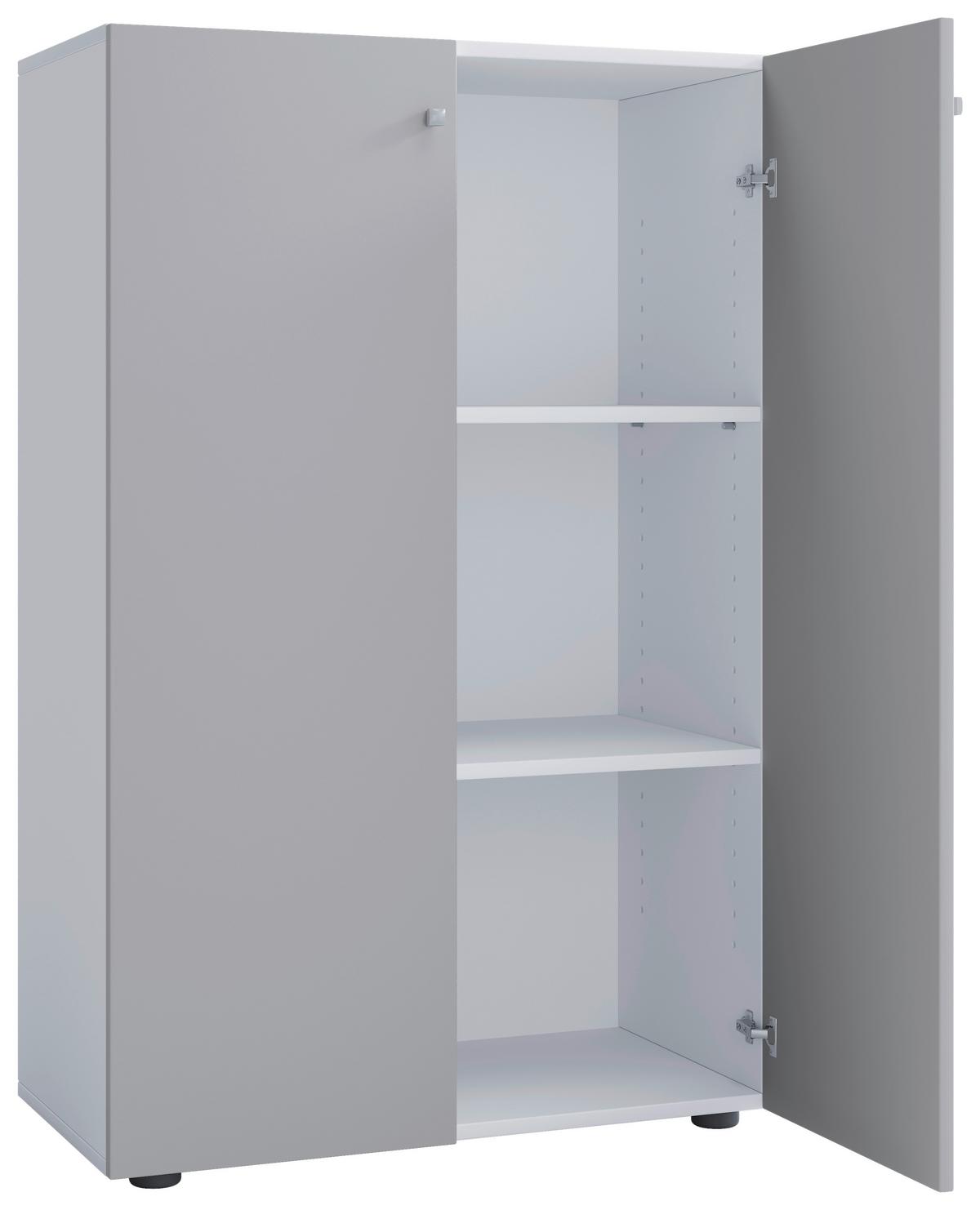 SCHUHSCHRANK LONA XL DT - Weiss/Silberfarben, Design, Holzwerkstoff/Kunststoff (70/110/39cm) - MID.YOU