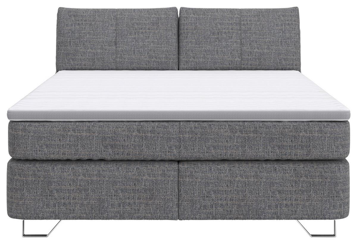 Boxspringbett Tabea Grau ca. 180x200cm - Alufarben/Grau, KONVENTIONELL, Karton/Naturmaterialien (180/200cm) - Premium Living