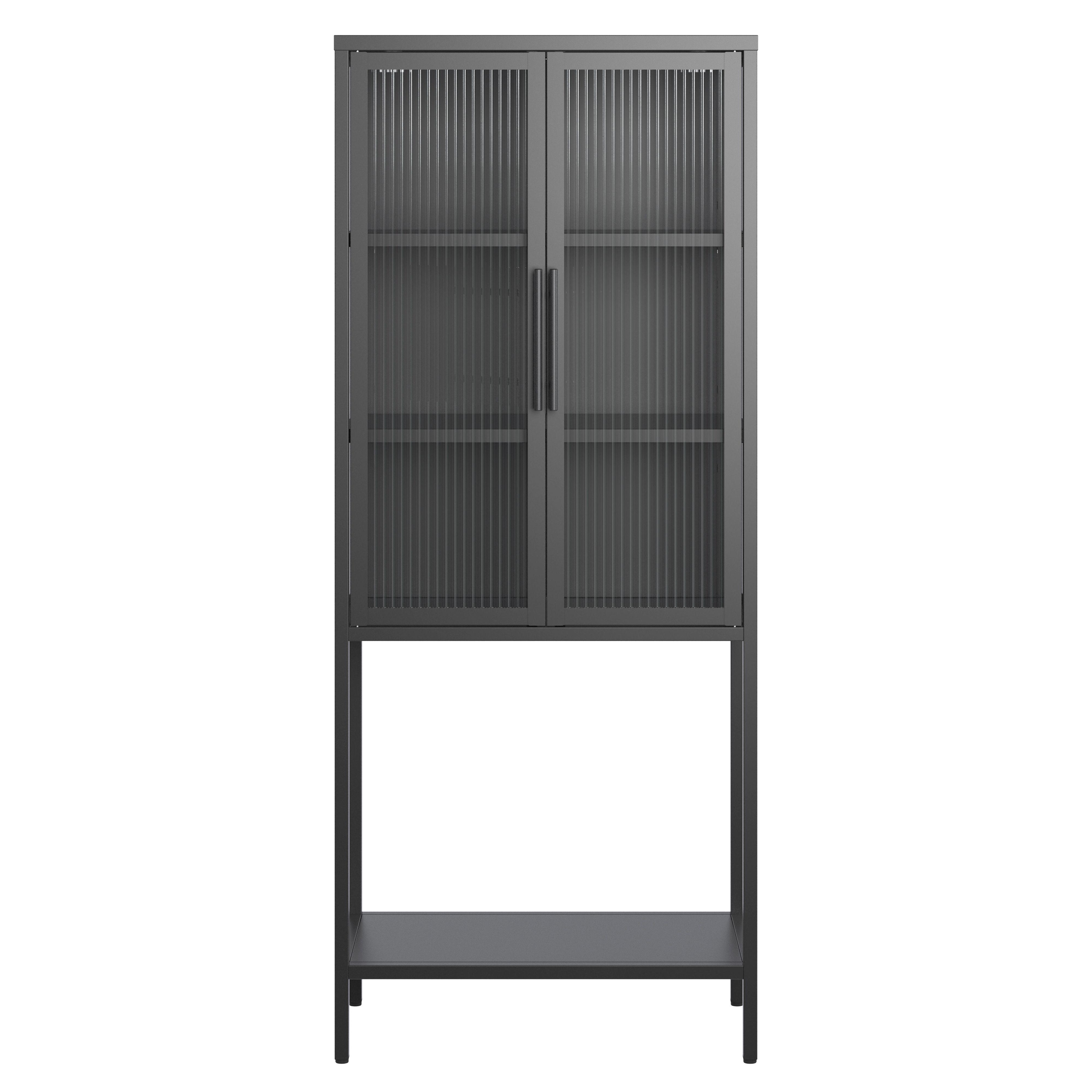 Vitrina Trend - prozirna/crna, Moderno, staklo/metal (60/146/34cm) - Premium Living