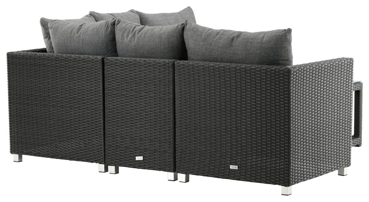LOUNGEGARNITUR VAMOS - Schwarz/Grau, KONVENTIONELL, Glas/Kunststoff - Gardenson