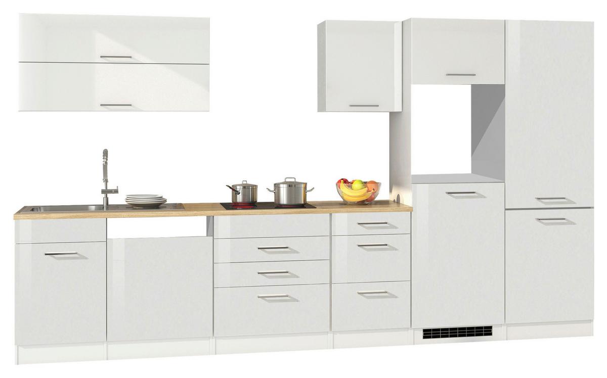 Küchenleerblock Mailand B: ca. 360cm Weiß Hochglanz - Weiß Hochglanz/Silberfarben, MODERN, Holzwerkstoff/Metall (360cm) - Held