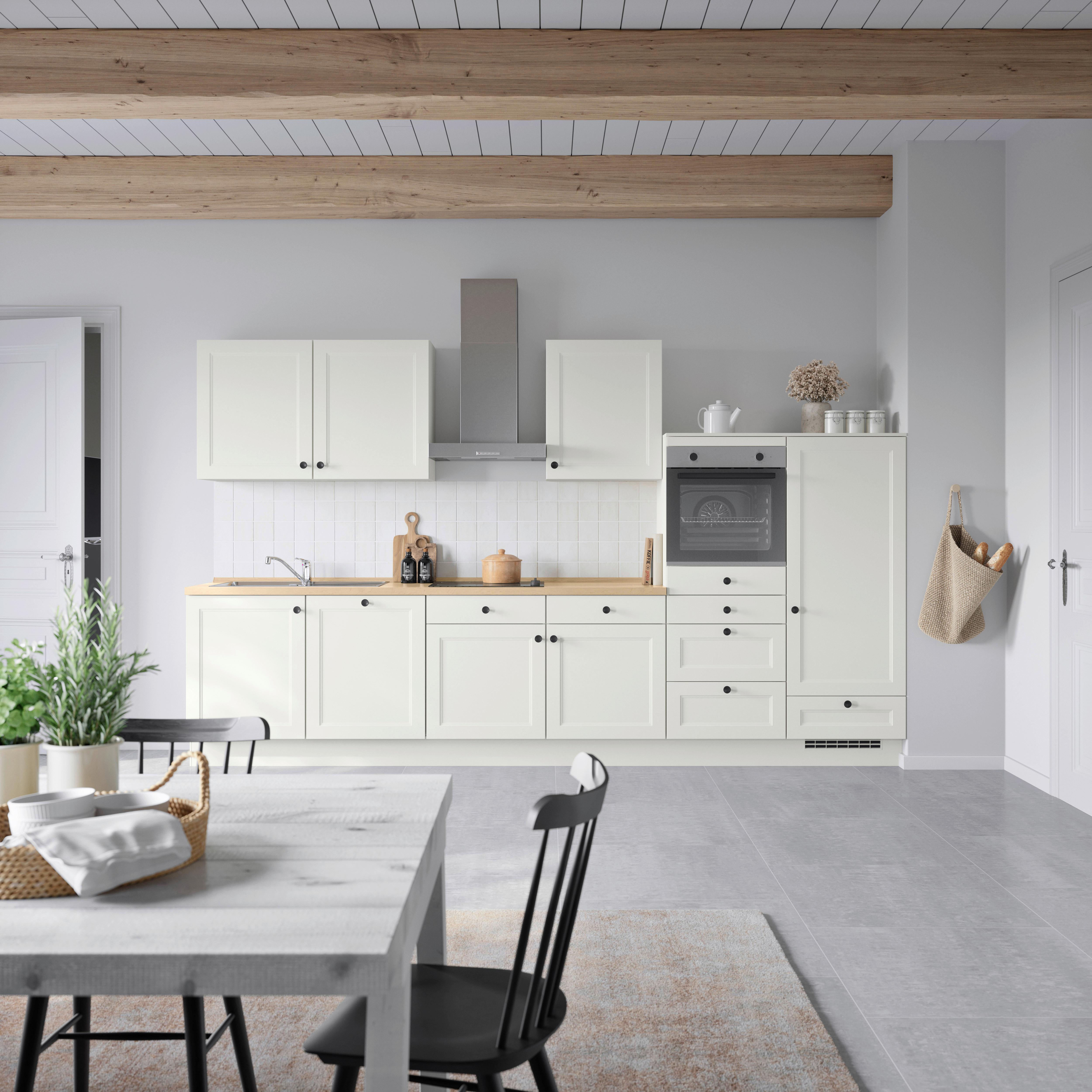 Küchenblock Cascada Low m. Geräten Weiß - Eichefarben/Schwarz, MODERN, Holzwerkstoff/Metall (360cm) - Nobilia