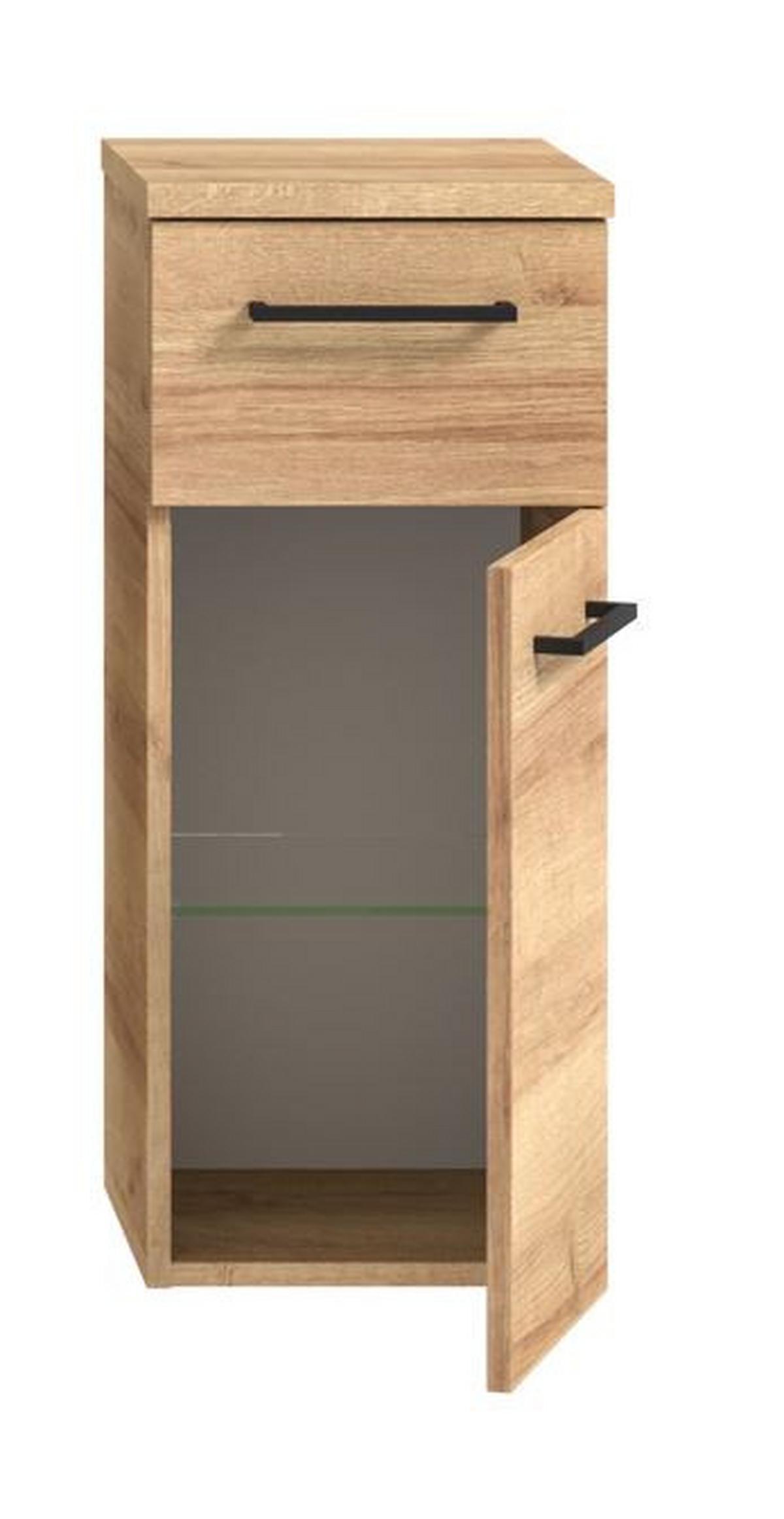 Unterschrank Bavelli in Eichefarben - Eichefarben/Schwarz, Modern, Glas/Holzwerkstoff (30/70/32,5cm) - Pelipal