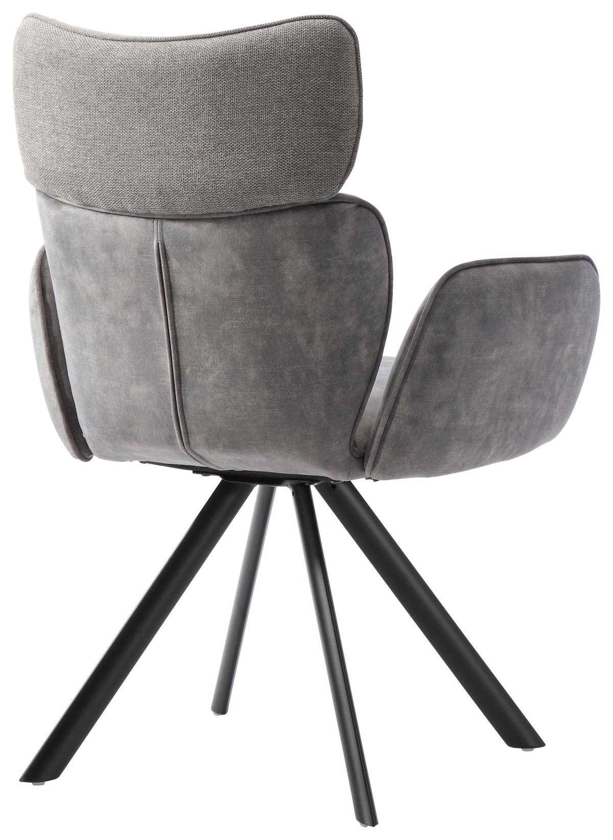 KRZESŁO Z PODŁOKIETNIKAMI GEROLD   -HOM IN- - czarny/szary, Design, metal/tkanina (64,5/93/61cm) - Hom`in