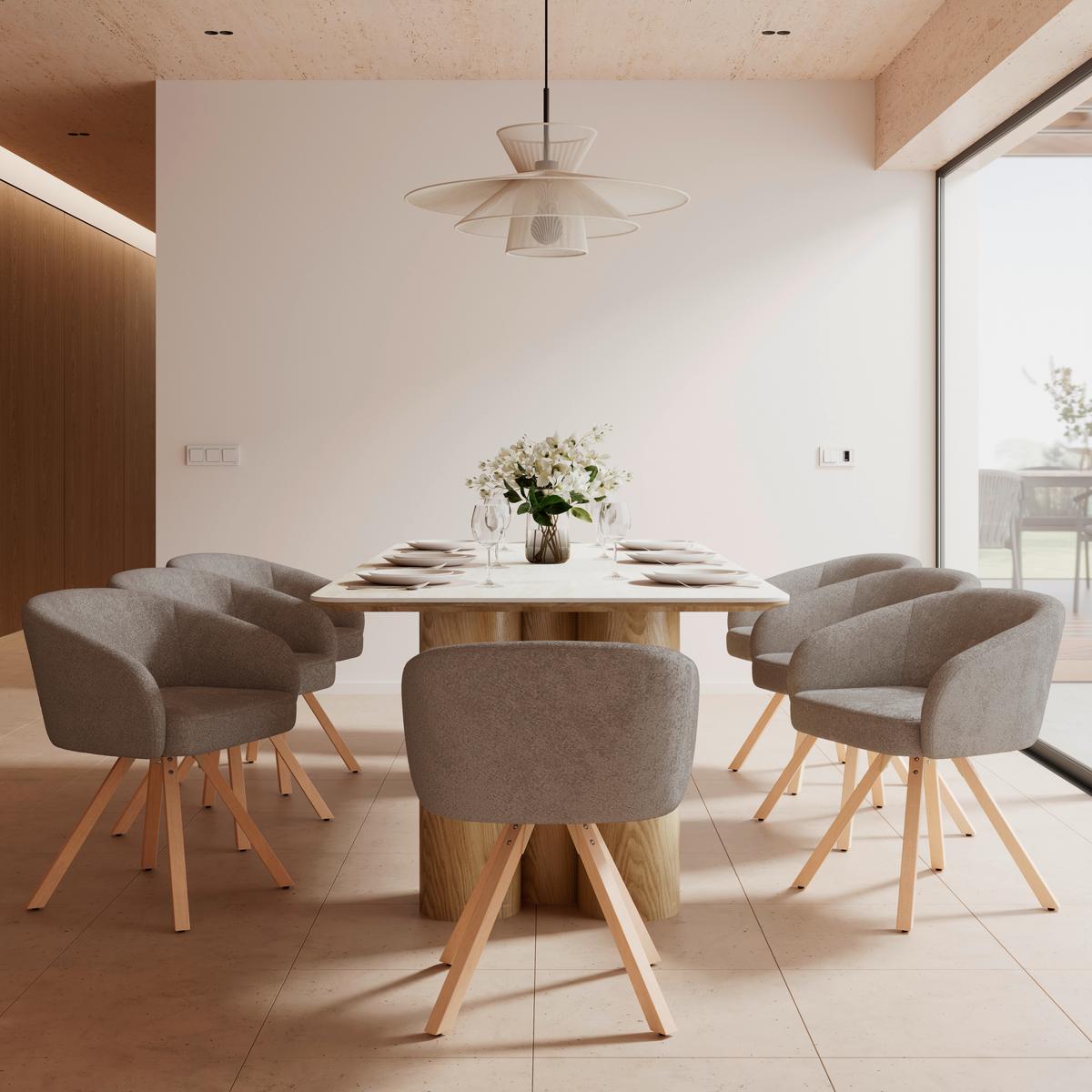 Armlehnstuhl Naya Braun Chenille Drehbar Gepolstert - Buchefarben/Braun, MODERN, Holz/Textil (62/65/81cm) - Bessagi Home