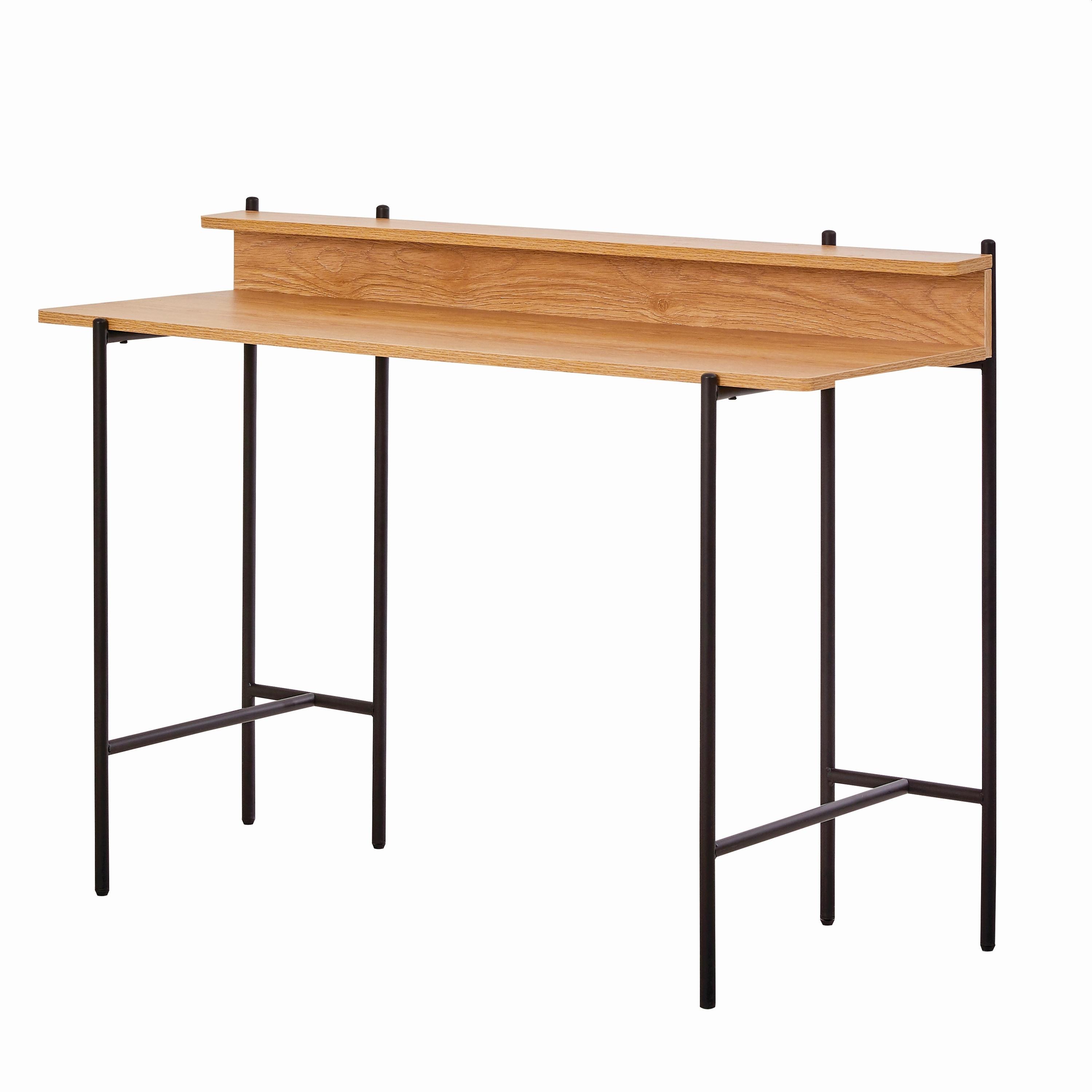 Schreibtisch Naturfarben/Schwarz - Schwarz/Naturfarben, Design, Holzwerkstoff/Metall (120/46/85,5cm) - Livetastic