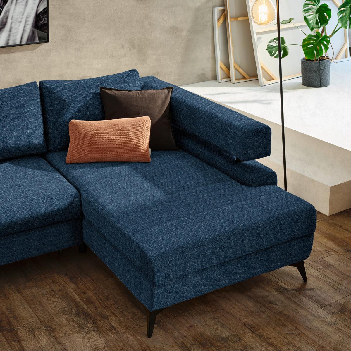 Kutna Garnitura Rosalie - tamno plava/crna, Konvencionalno, tekstil/metal (265/184cm) - Modern Living