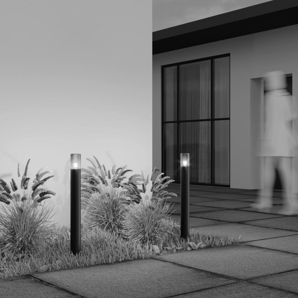 Wegeleuchte Amas Graphitfarben max. 60 Watt - Graphitfarben, MODERN, Glas/Metall (8/80cm) - MAYTONI