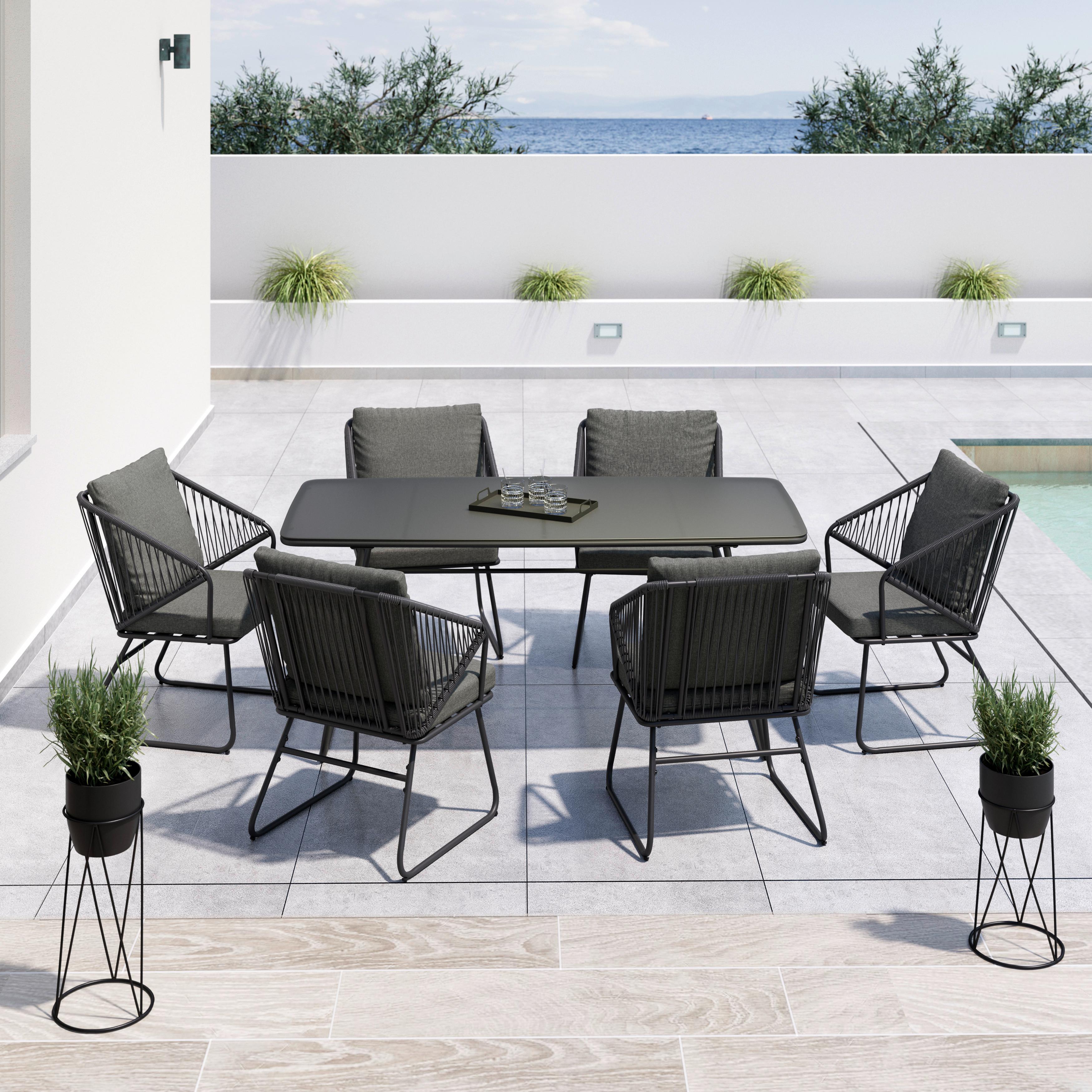 Set grădină Mathi - gri închis/negru, Modern, plastic/sticlă (85/76/180cm) - Mömax