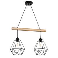 Hängeleuchte Baldo Schwarz/Braun max. 22 Watt - Hellbraun/Schwarz, Basics, Holz/Metall (60/24/90cm)