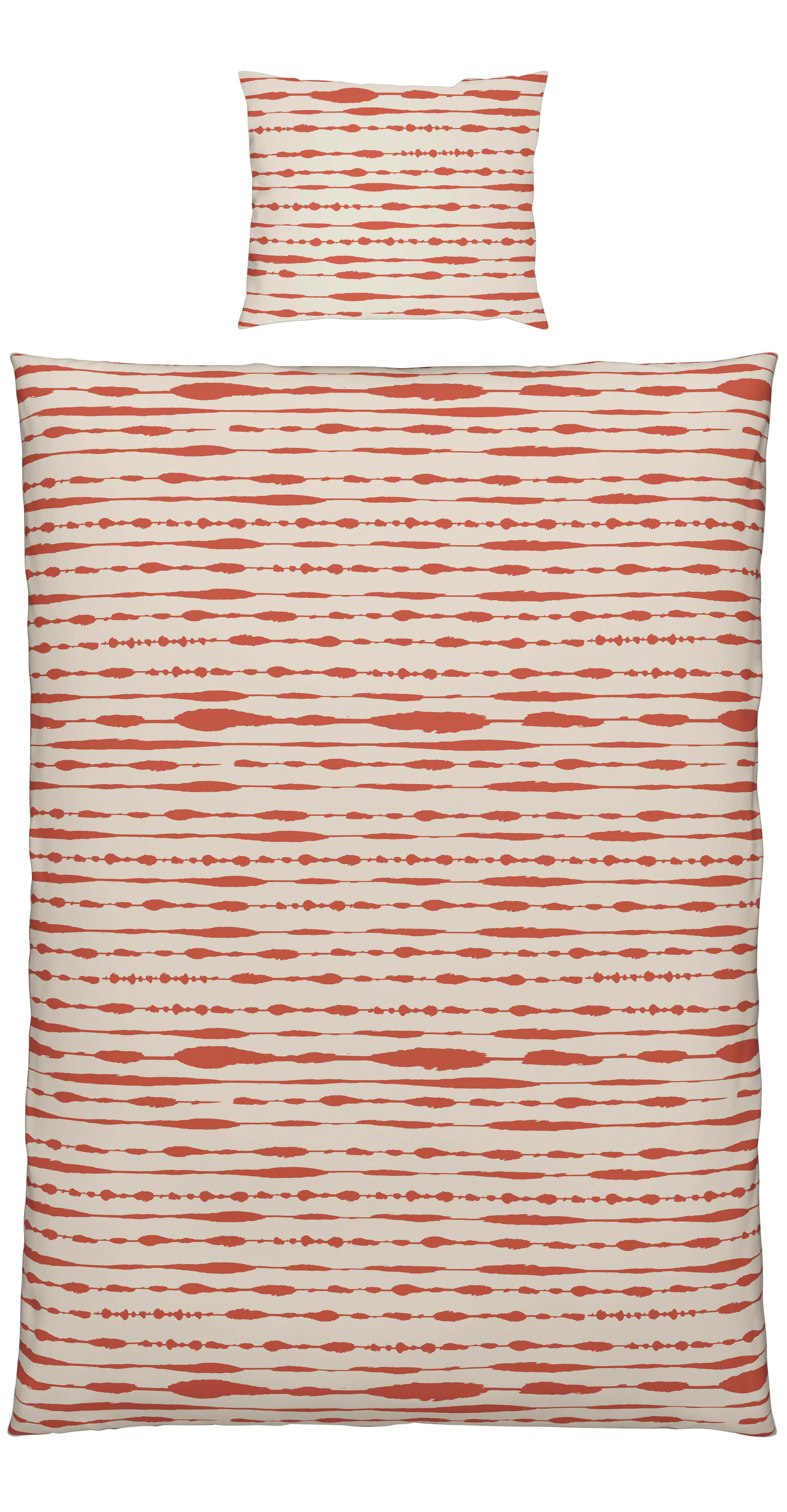 Bettwäsche Fine Line Wende In Apricot/weiss Ca. 160x210cm - Weiss/Orange, Modern, Textil (160/210cm) - Modern Living