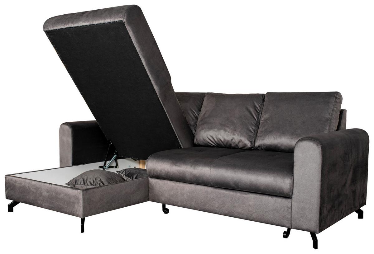 Sedežna Garnitura Lille, Siva, Ležišče, Predal - siva/črna, Moderno, kovina/tekstil (232/110/156cm) - Mömax
