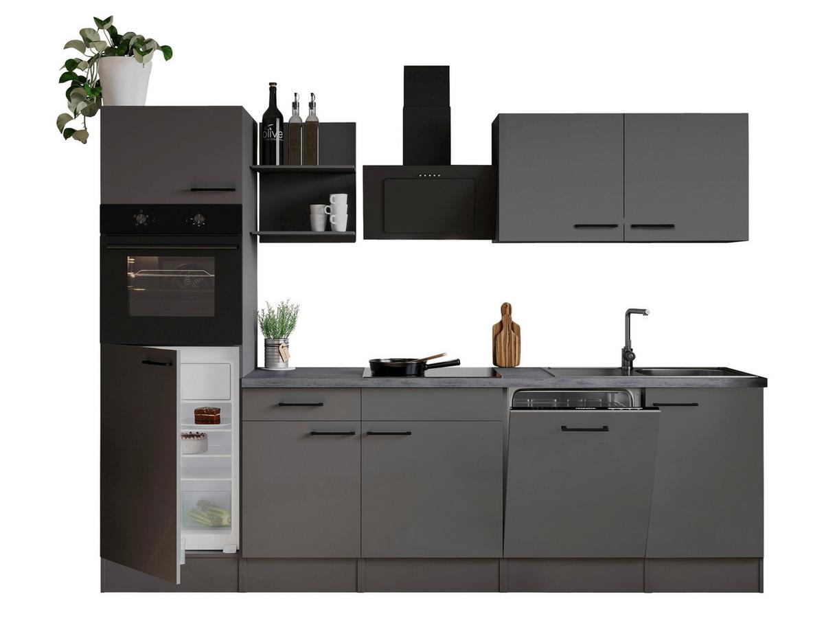 Küchenblock Oliver m. Geräten Grau - Grau, Trend, Holzwerkstoff/Metall (280cm) - Respekta