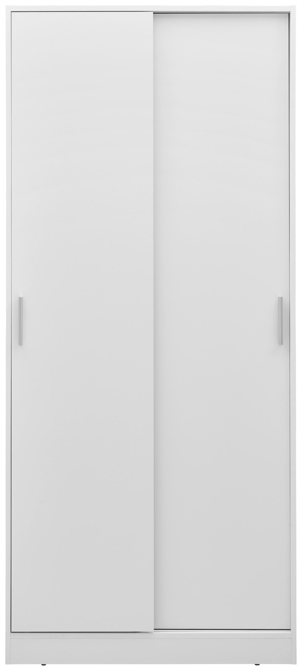 Schiebetürenschrank in Weiß ca. 90x205x60cm - Chromfarben/Weiß, KONVENTIONELL, Holzwerkstoff/Kunststoff (90/205/60cm) - Based