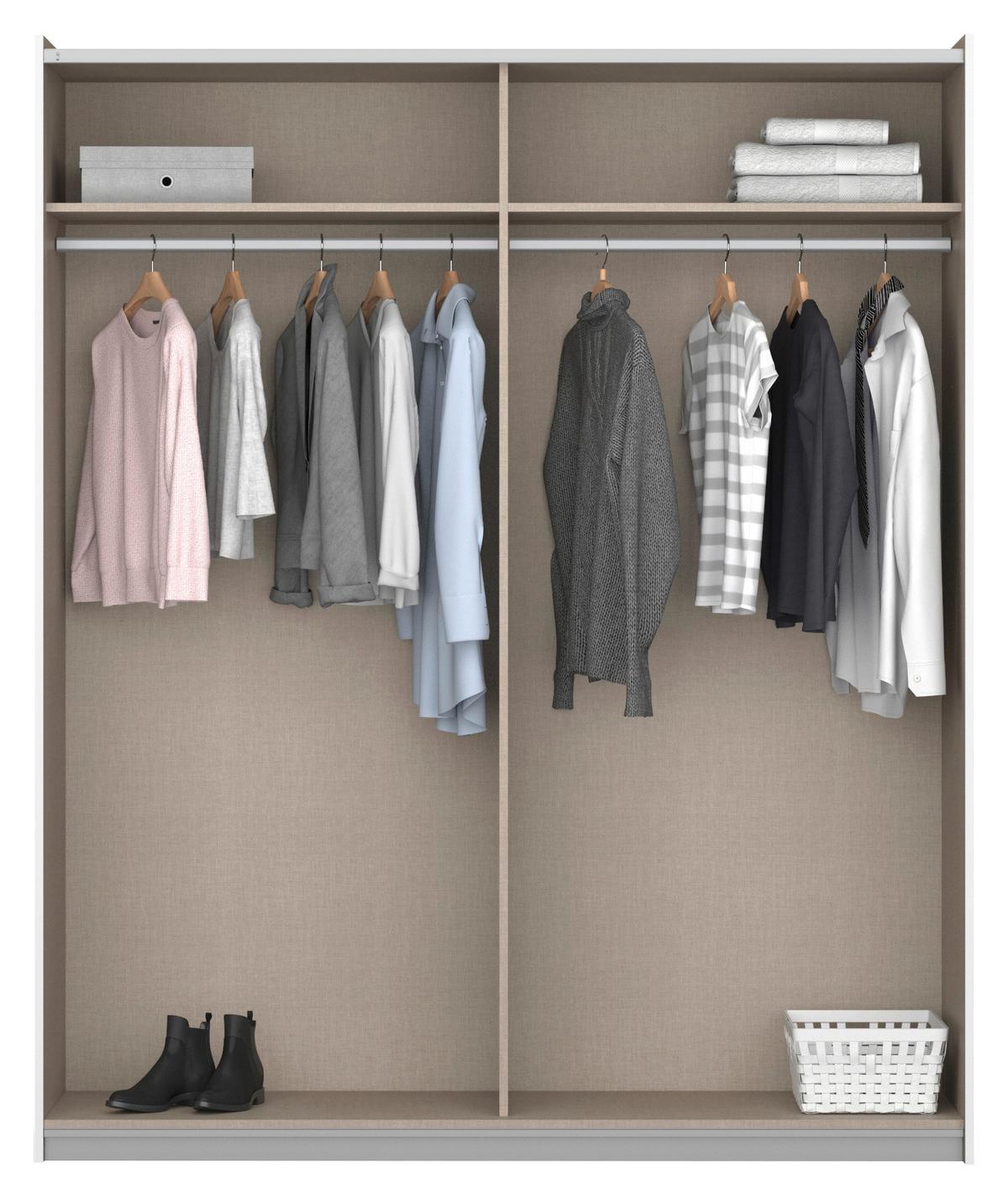 Schwebetürenschrank Oslo in Weiss - Weiss/Alufarben, Konventionell, Holzwerkstoff/Metall (218/210/59cm) - Mömax