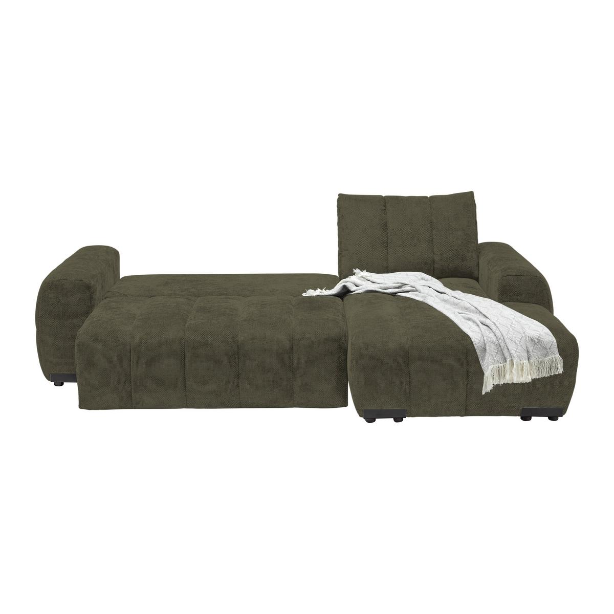 Wohnlandschaft Bolonia Olivgrün - Schwarz Hochglanz/Olivgrün, MODERN, Textil/Metall (273/166cm) - Mömax