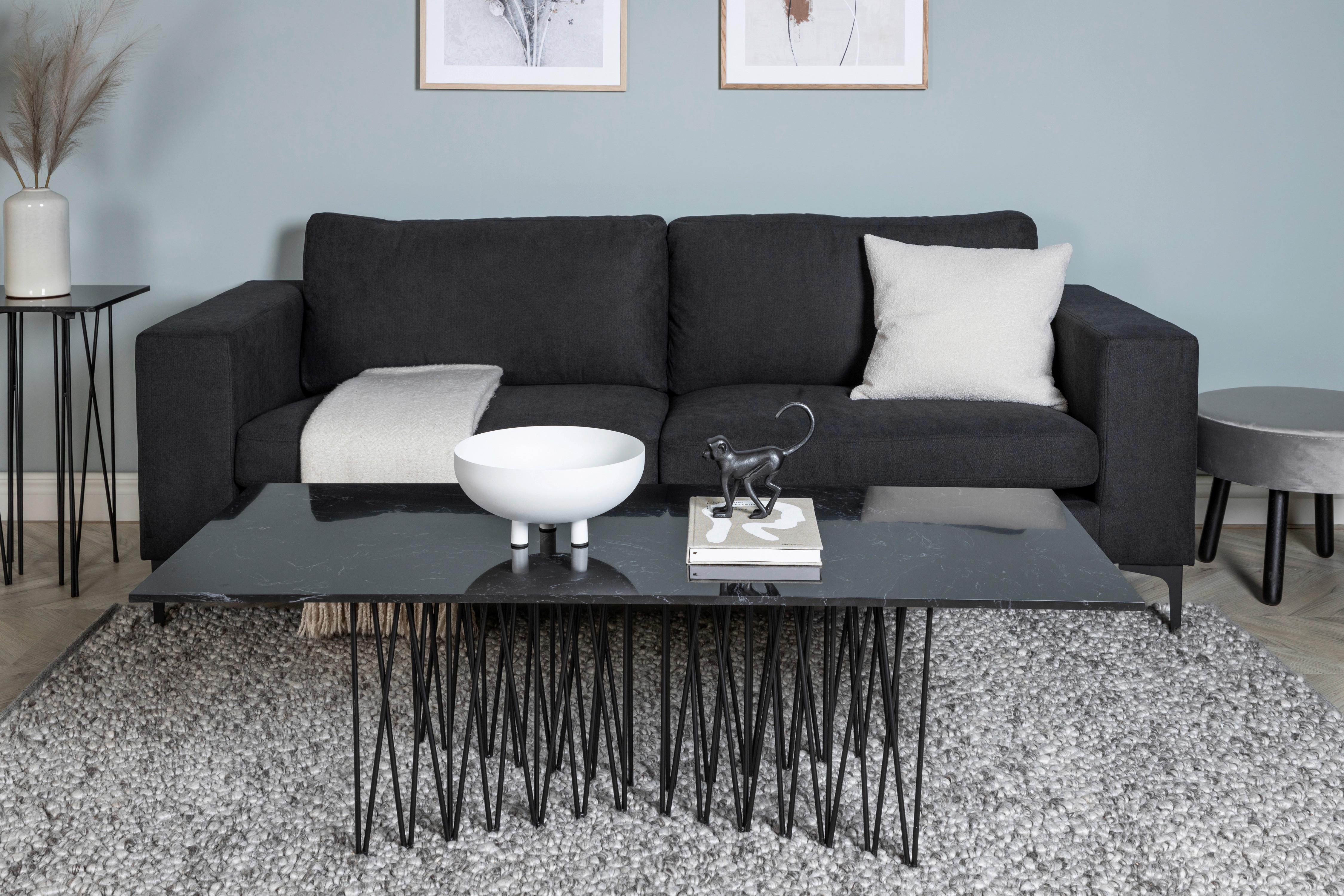 2-SITZER-SOFA BOLERO - Schwarz, Design, Kunststoff/Textil (215/84/88cm) - Livetastic