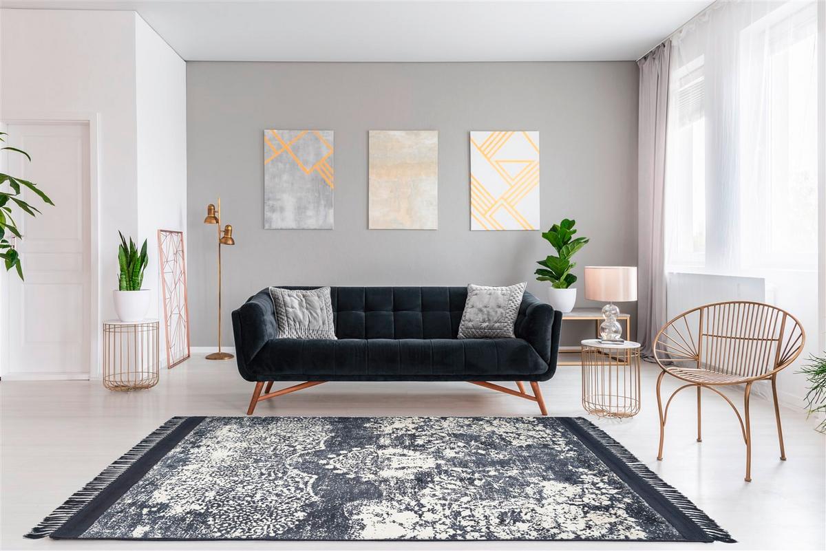 FLACHWEBETEPPICH DOLCE VITA 125 VIOLETT 200X290 - Weiss/Grau, Design, Textil (200/290cm) - Kayoom