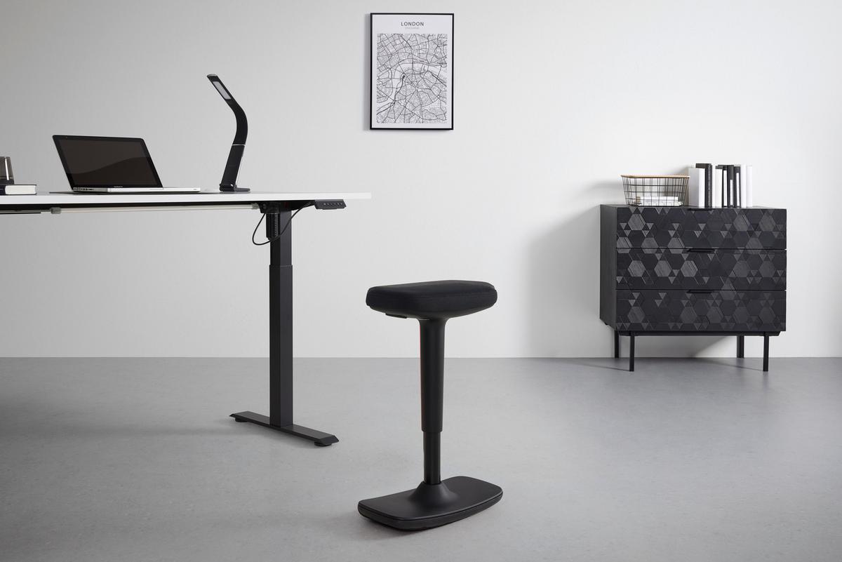 Bürohocker Leon Schwarz - Schwarz, KONVENTIONELL, Kunststoff/Textil (44/53-78/24cm) - Mömax