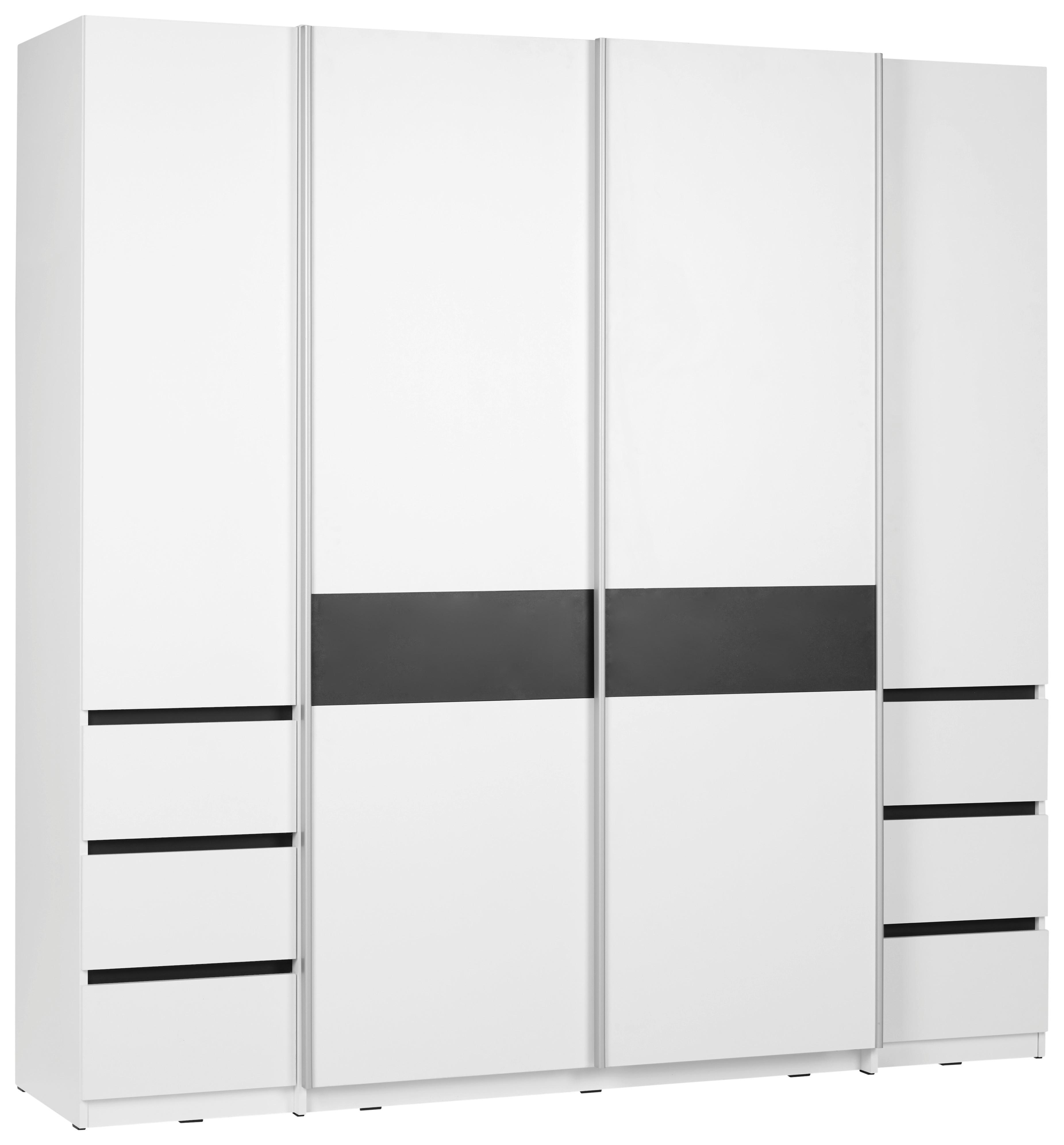Kleiderschrank mit Wechselbauchbinde - Weiss/Anthrazit, Konventionell, Holzwerkstoff/Metall (215/215/62cm) - Mömax