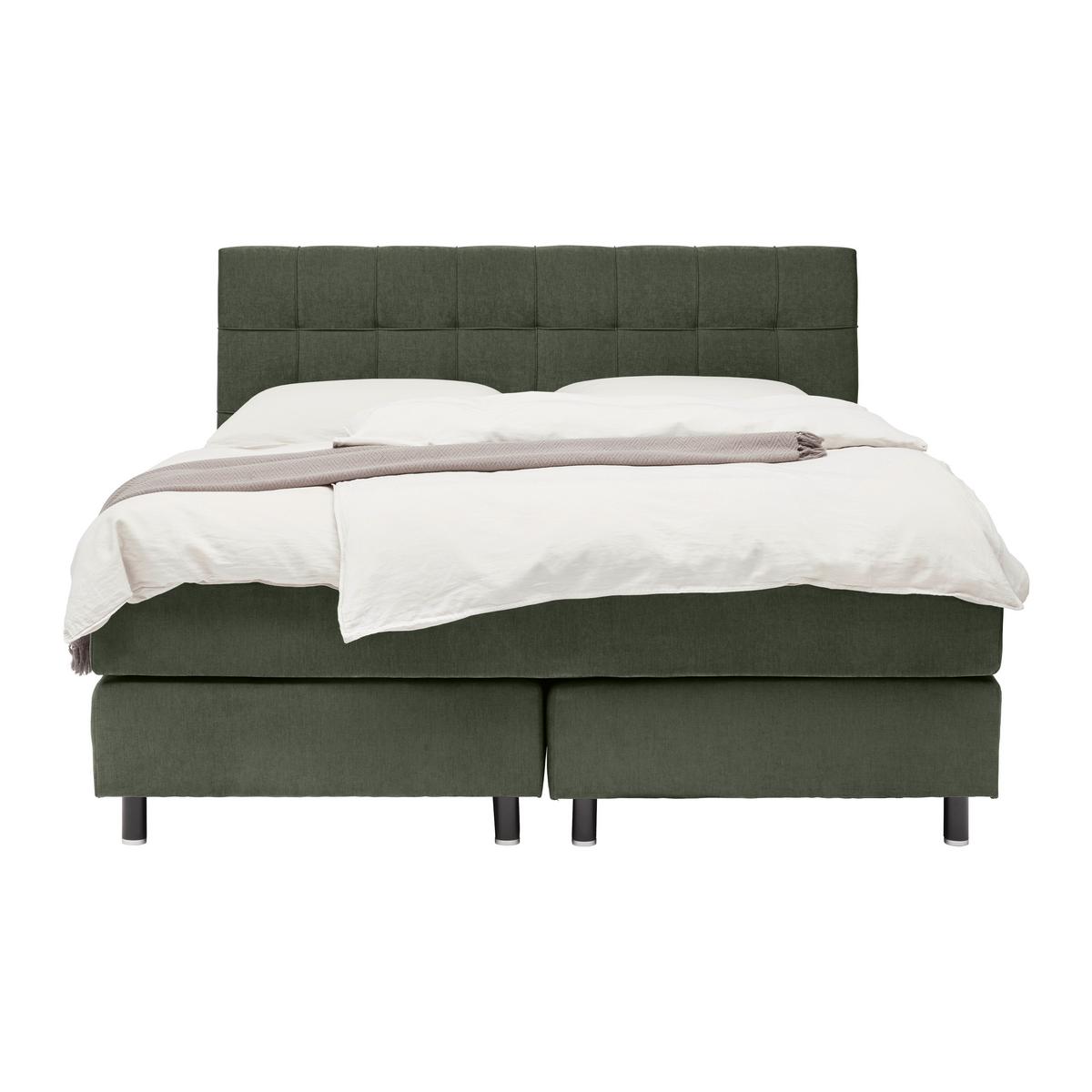 Boxspringbett Primo Dunkelgrün ca. 160x200cm - Dunkelgrün, KONVENTIONELL, Holz/Holzwerkstoff (160/200cm) - Premium Living