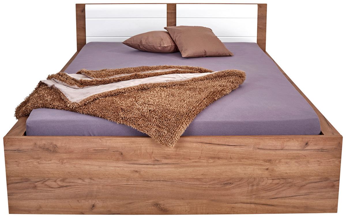 Krevet Avensis - bijela/boje hrasta, Konvencionalno, drvo (140/200cm) - Modern Living