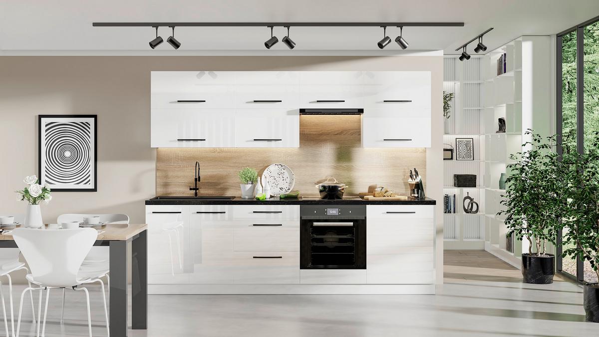 Konyhablokk Kim - fehér, Modern, faalapú anyag (260cm)