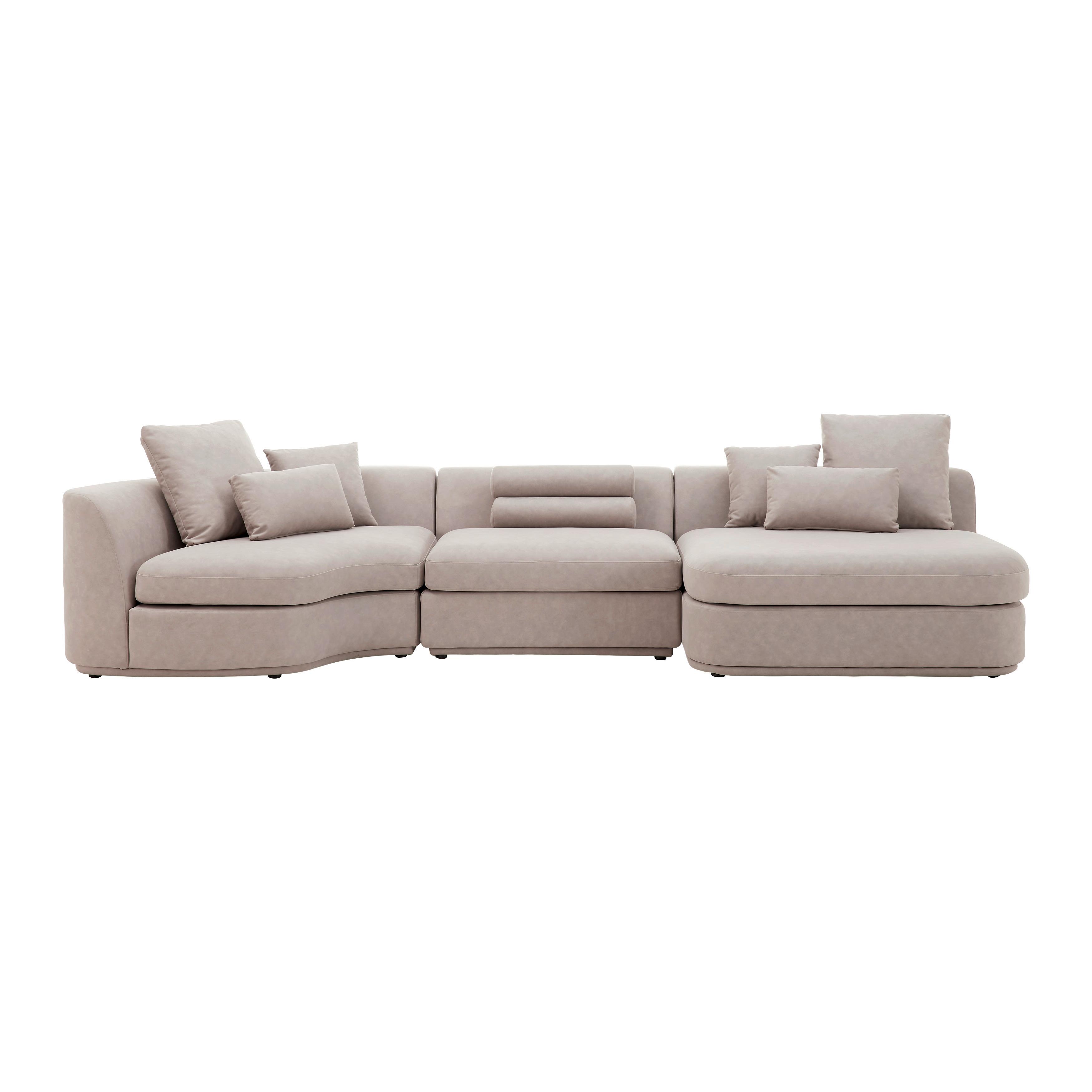 Sedežna Garnitura Anna, Oblika U - bela/bež, Moderno, umetna masa/tekstil (360/71/134cm) - Bessagi Home