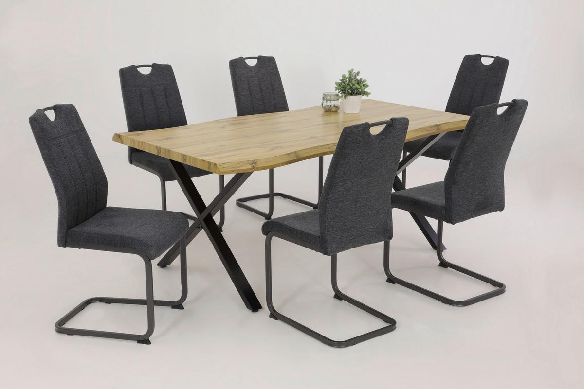 Schwingstuhl-Set Britta S 4er-Set ca. 44x100cm Anthrazit - Anthrazit/Grau, MODERN, Textil/Metall (44/100/59cm) - MID.YOU