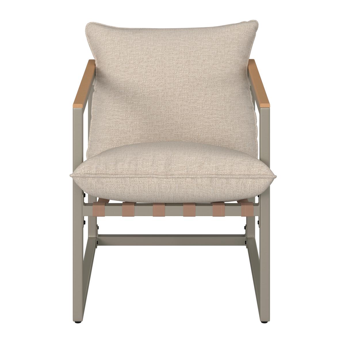 Loungegarnitur Lara Creme Metall/Outdoorstoff +Abdeckung - Creme/Grau, MODERN, Glas/Kunststoff (114cm) - Bessagi Garden