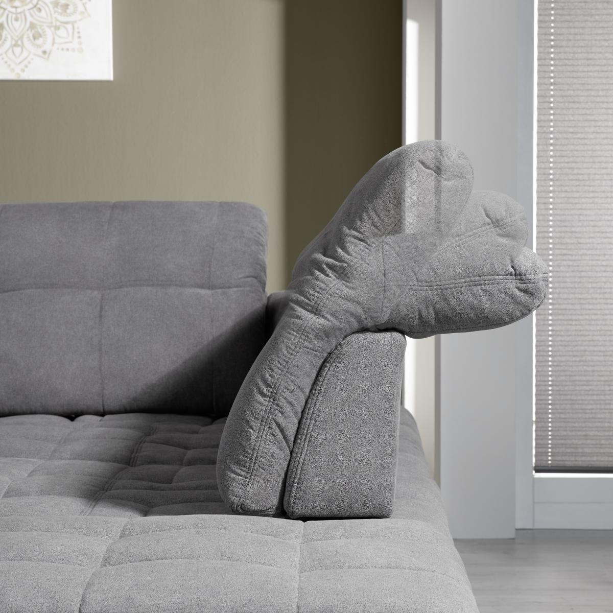 Wohnlandschaft Sanfino in Grau - Chromfarben/Grau, Holz/Holzwerkstoff (187/401/270cm) - Premium Living