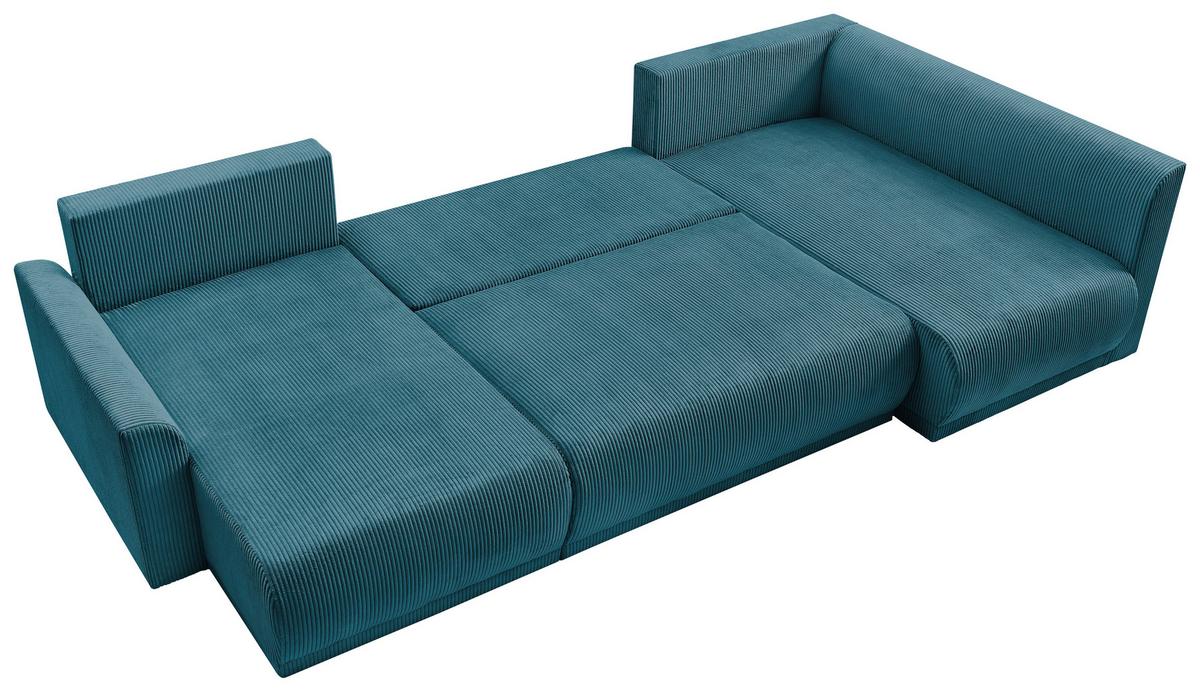Coltar KIM U - turcoaz, Modern, lemn (146/313/160cm) - Modern Living