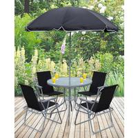 GARTENTISCHGRUPPE MAXALO 920269 6-TLG - Schwarz, Modern, Glas/Kunststoff (75/70/75cm) - Gardenson